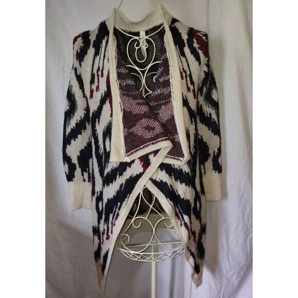 5/$25 Sz XS Womens Blue Maroon Aztec Southwest Open Front Cardigan - Picture 4 of 4